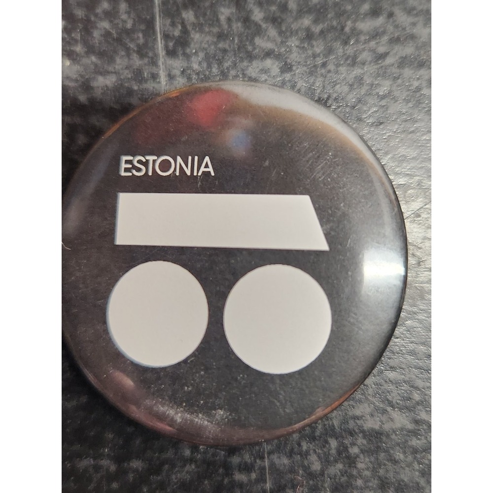 Vintage Estonia Pinback Button MS Estonia Ferry Ship Line Promo 1990s Black